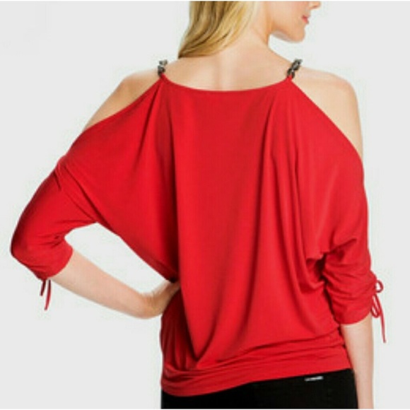 Michael Kors chain, cold shoulders, Ruched top, size medium - Picture 2 of 8